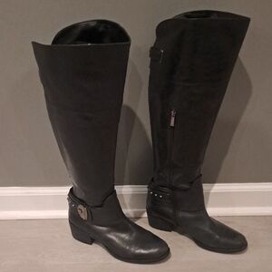 Vince Camuto Black Beatrix Boots Wide Calf Leather 10